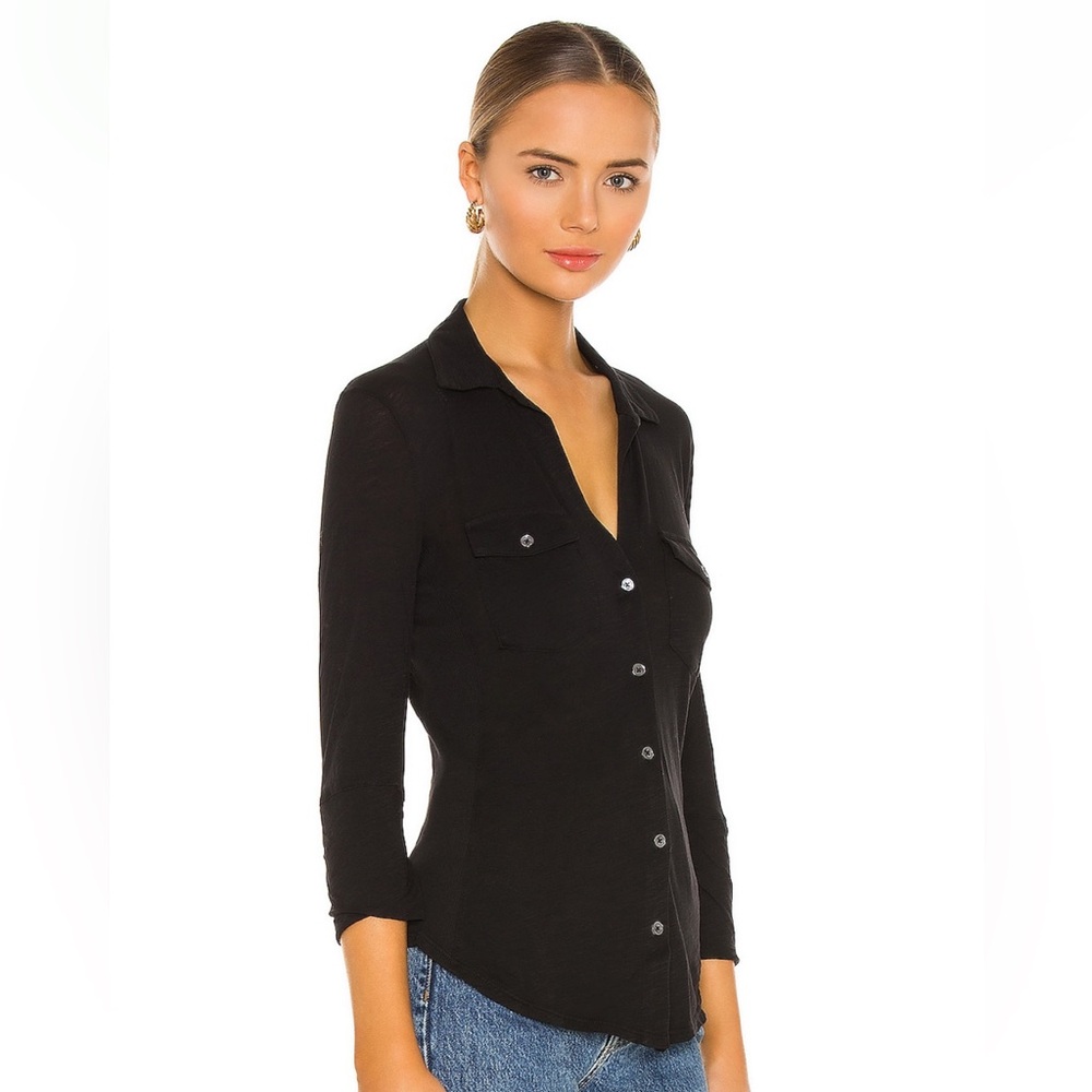James Perse Black Button-Up Women's Top - Picture 2 of 5